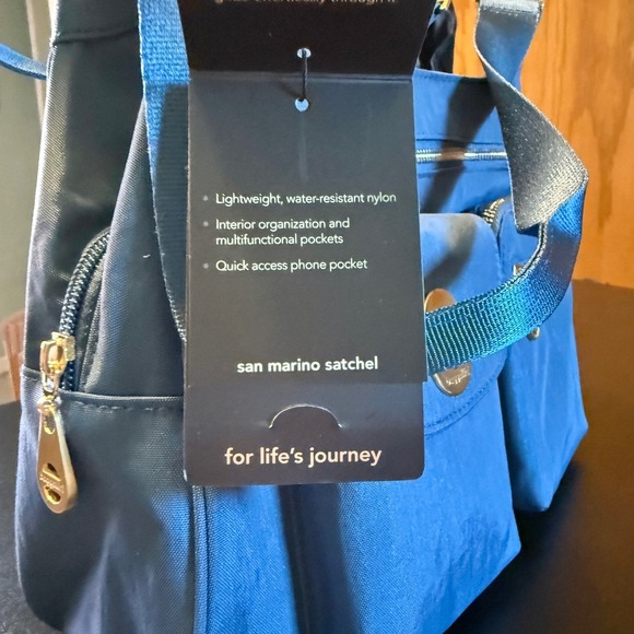 Baggallini San Marino Satchel shoulder Bag, Lightweight‎ Nylon, Blue, NWT - Picture 9 of 11